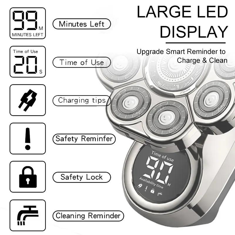 9 Blades Multi Grooming Kit Digital Display Electric Shaver Hair Trimmer Beard Razor Wet Dry Men Facial Shaving Machine