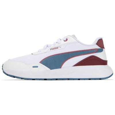 Runtamed Plus Retro Prep Stoff Leder Runde Zehenpartie Schnürung Sport Low-Top Lifestyle Schuhe Unisex Sneaker Weiß Blau 389237-01