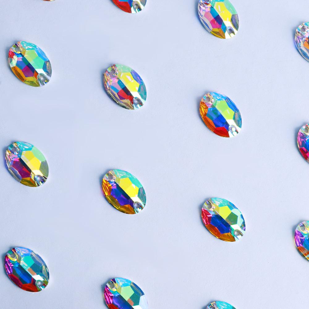 Hand-Sewn Water Drop Resin Rhinestones Brooches - Vintage DIY Clothing Accessories