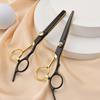 Schwarzgoldene professionelle Friseurscheren-Set: Friseurscheren zum Schneiden, Ausdünnen und Stylen von Ponyfrisuren.