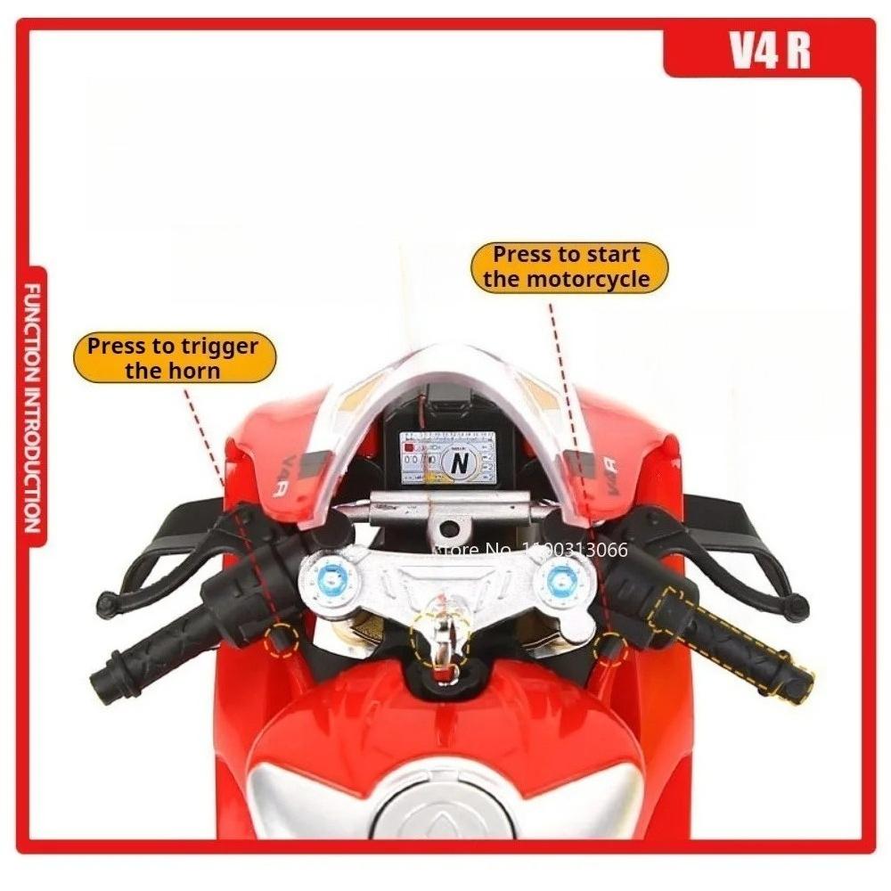 1:9 Scale V4R 1299 Motorcycles Toy Models Cars Alloy Diecast Rubber Tires Motorcycle Shock Absorption Motorbike Interactive Toys