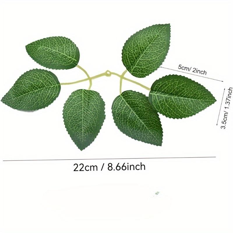 10-100pcs Simulated Rose Leaves, Artificial Green Fake Rose Flower Leaves DIY Wedding Bouquet Center Decoration Party Decoration