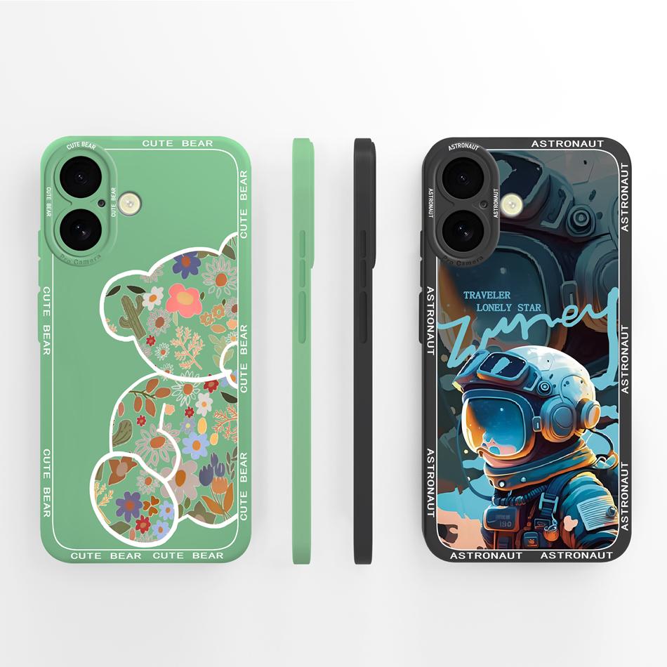 Cute Panda Case For iPhone 16 /16Plus/16Pro/16ProMax iPhone16+ Back Cover Sof Liquid Silicone Full Protection Bumper Funda Coque