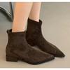 Womens Boots Temperament Pointed Toe Short Boots High Quality Suede Retro Ankle Booties Slim Fit Elastic Short Boots Botas Mujer