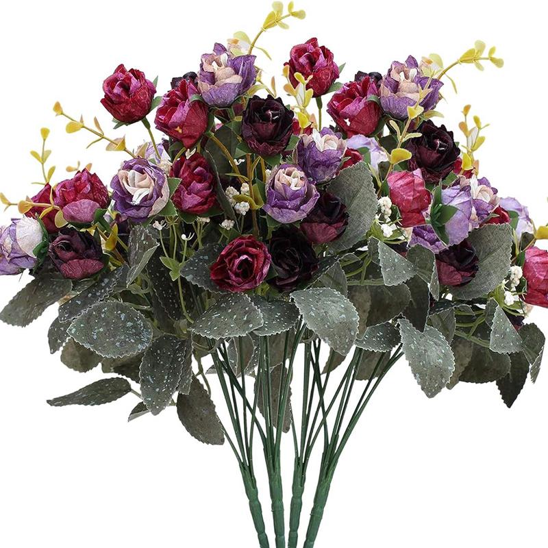 1/2PCS Artificial Flowers Little Rose Silk Flowers Plastic Flowers Plant Home Hotel Wedding Christmas Office Tables Decoration