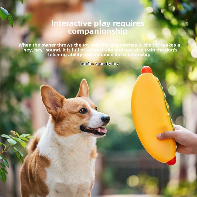 Nuovo Giocattolo per Animali - Giocattolo in Plastica Realistico Sovradimensionato Hot Dog Burger con Funzione Sonora per la Dentizione e l'Intrattenimento per Cani di Taglia Grande.