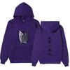 Attack On Titan Wings Of Freedom Hoodie Unisex Fleece Sweatshirt Front Logo Back Japanese Text Print Autumn Winter Pullover