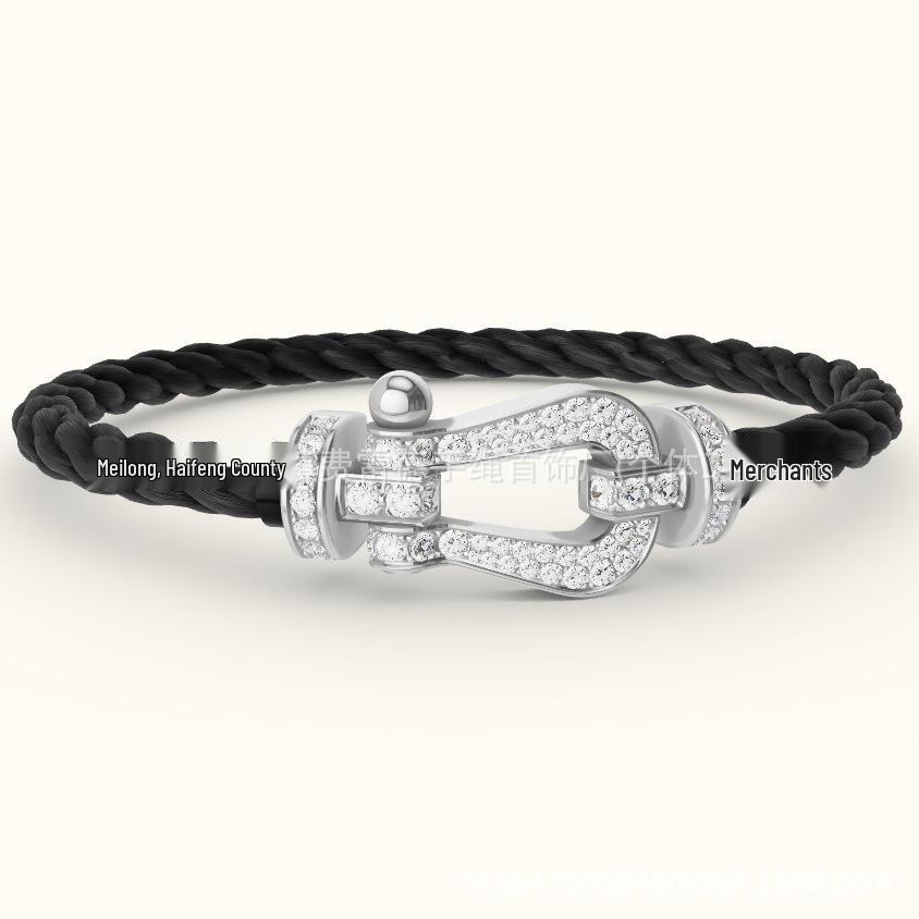 Freder Red Rope Luck Wrist Bracelet: 18K Rose Gold Horseshoe Buckle, Unisex Zodiac Style, Diamond Inlaid, DIY Couple Design.