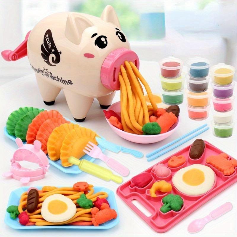 Kids Colored Clay Noodle Machine DIY Play Dough Tools Ice Cream Plasticine Mold Kits Puzzle Toys for Boys Girls Birthday Gift