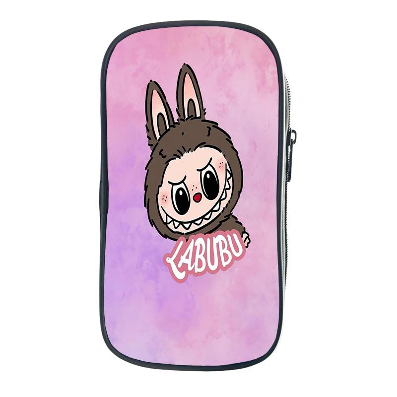 Labubu Cartoon Pen Bag The Monsters Printed Stationery Box Abubu Large Capacity Pencil Case Cute Anime Bags Student School Bag