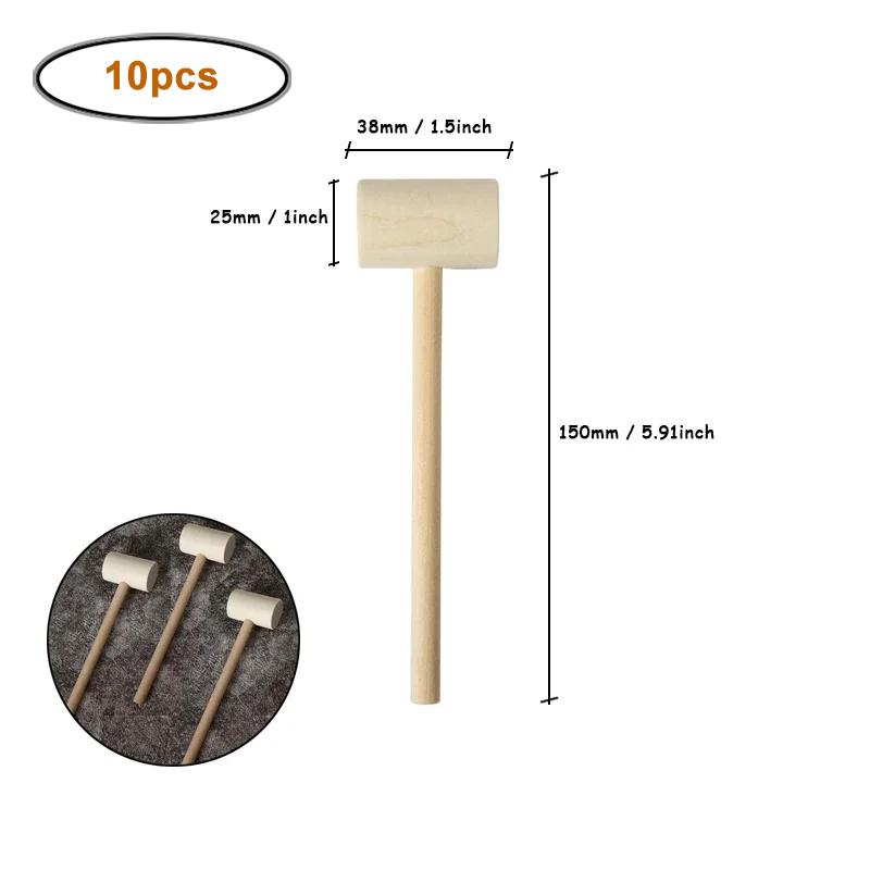 10pcs/lot Mini Wooden Hammers for Chocolate Small Wooden Mallets for Breakable Chocolate Heart, Crafts and Party Game Props