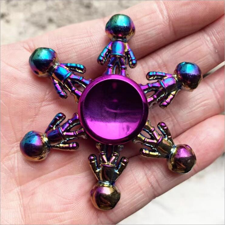 Colorful Zinc Alloy Fidget Spinner: Black Tech Stress-Relief Toy for Students and Kids.