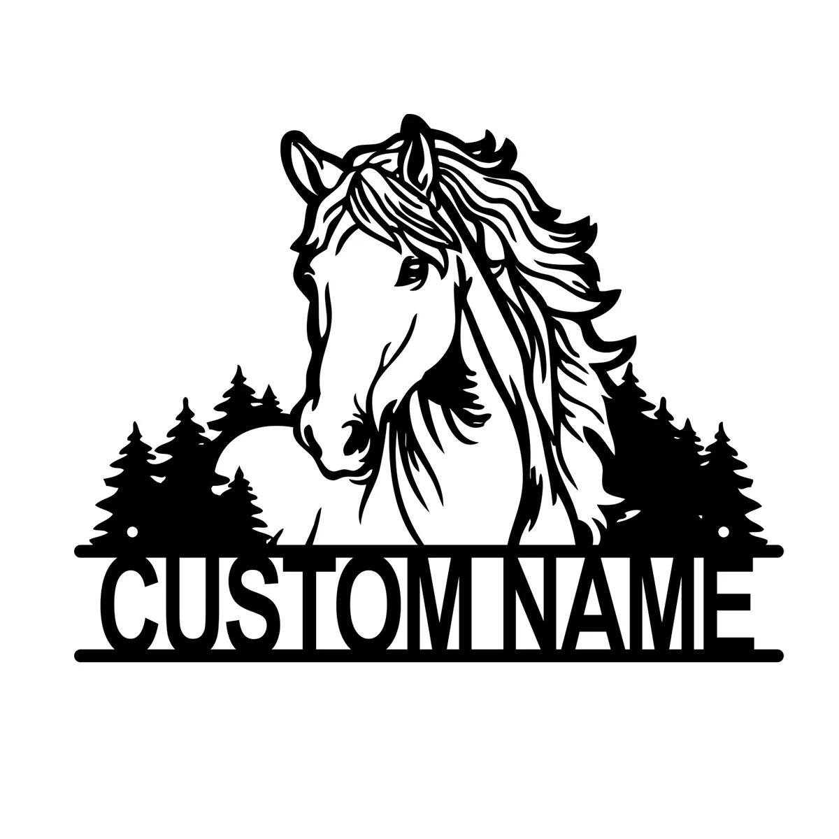 

Metal Wall Art Farmhouse Decor, Custom Horse Sign for Living Room Office, Rustic Laser Cut Steel