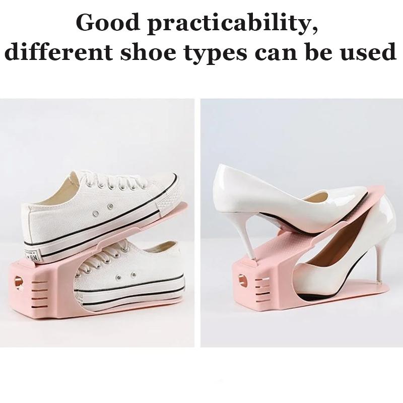 6/10/14Pcs Adjustable Double Deck Shoe Stacker Rack Organizer Shoes Slots Durable Space Saver Rack Holder For Cabinet Closet Hot
