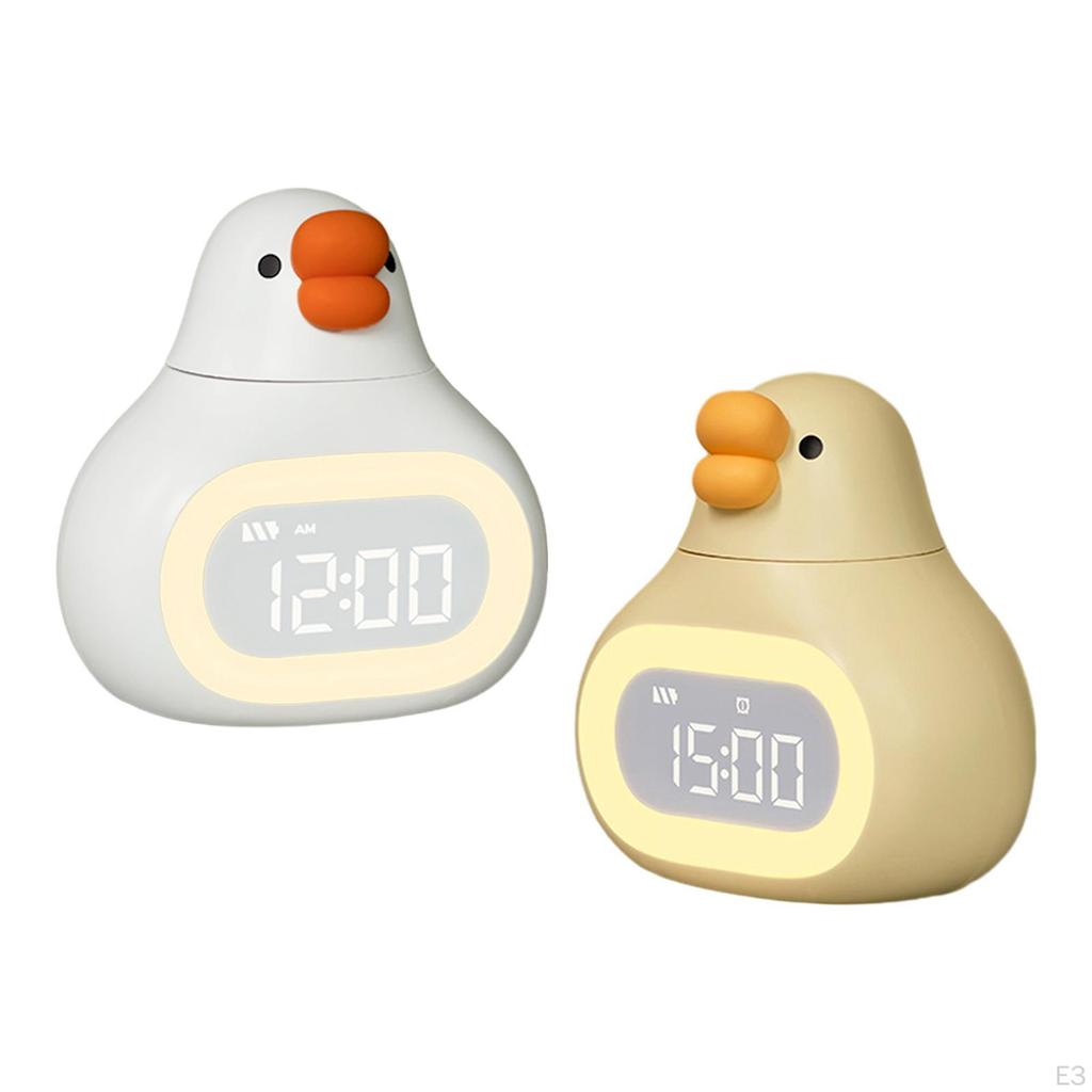 Cartoon Digital Alarm Clock Rechargeable 5Mins Snooze 12/24 Settings Kids Wake up Sleep