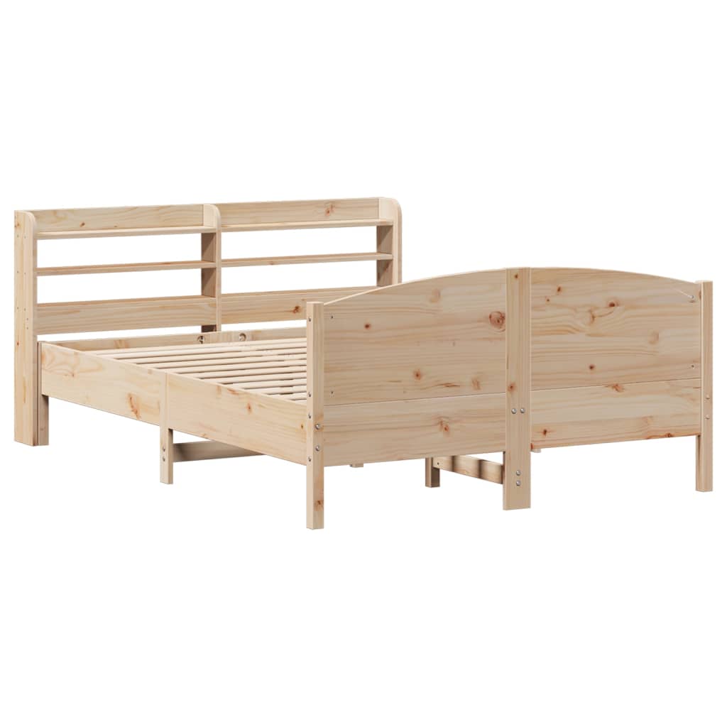 Vidaxl Bed Frame Without Mattress, 135X190 Cm, Solid Pine Wood