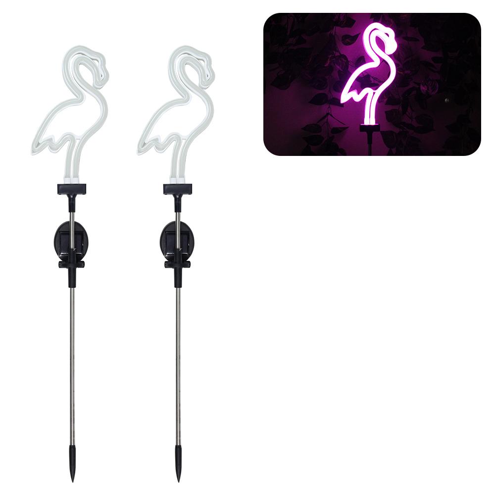 Solar Flamingo Garden Lights Neon Flamingo Tree Lights Landscape Courtyard Lamp Garden Decorative Lights Outdoor Stake Light