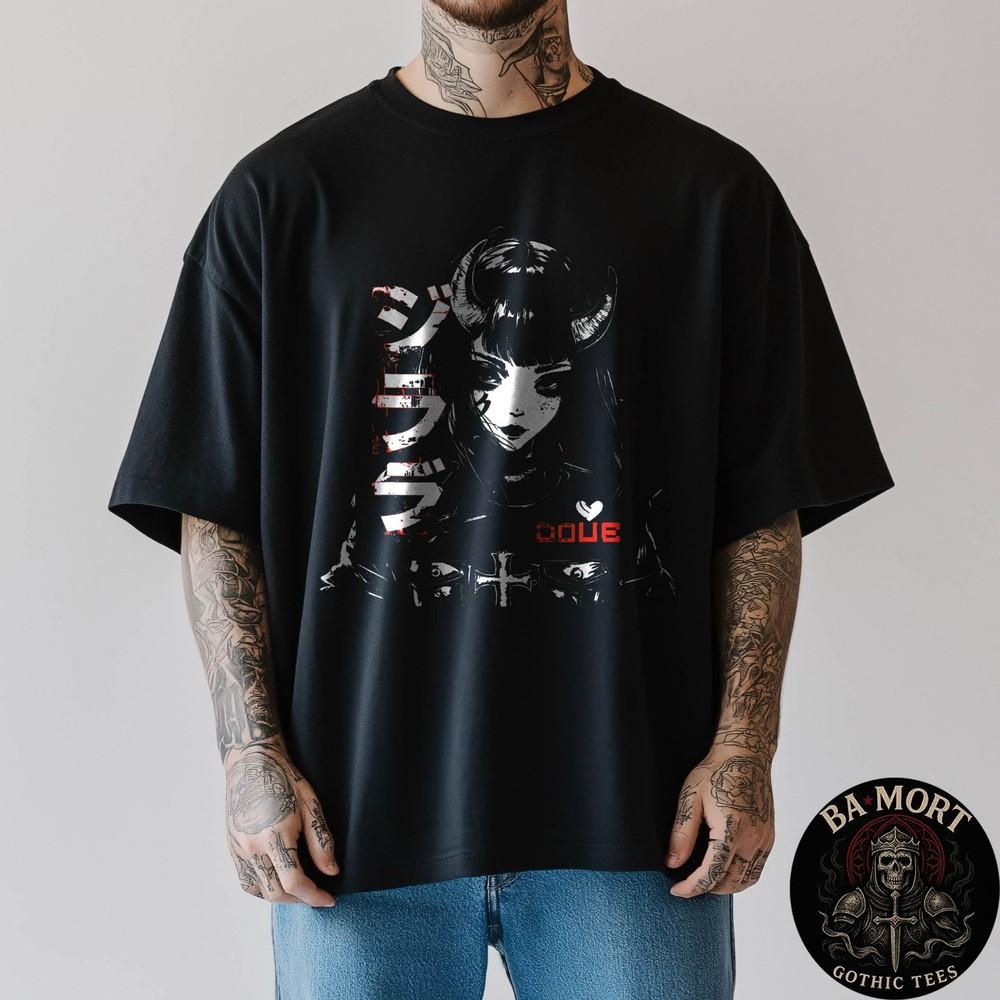 Anime Goth Grunge Demon Girl Waifu Horror Alt Aesthetic Tee TShirt Unisex T-Shirt S
