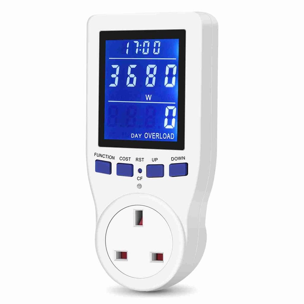 Plug Power Meter Energy Monitor Electricity Usage Volt Amps Watt kWh Consumption