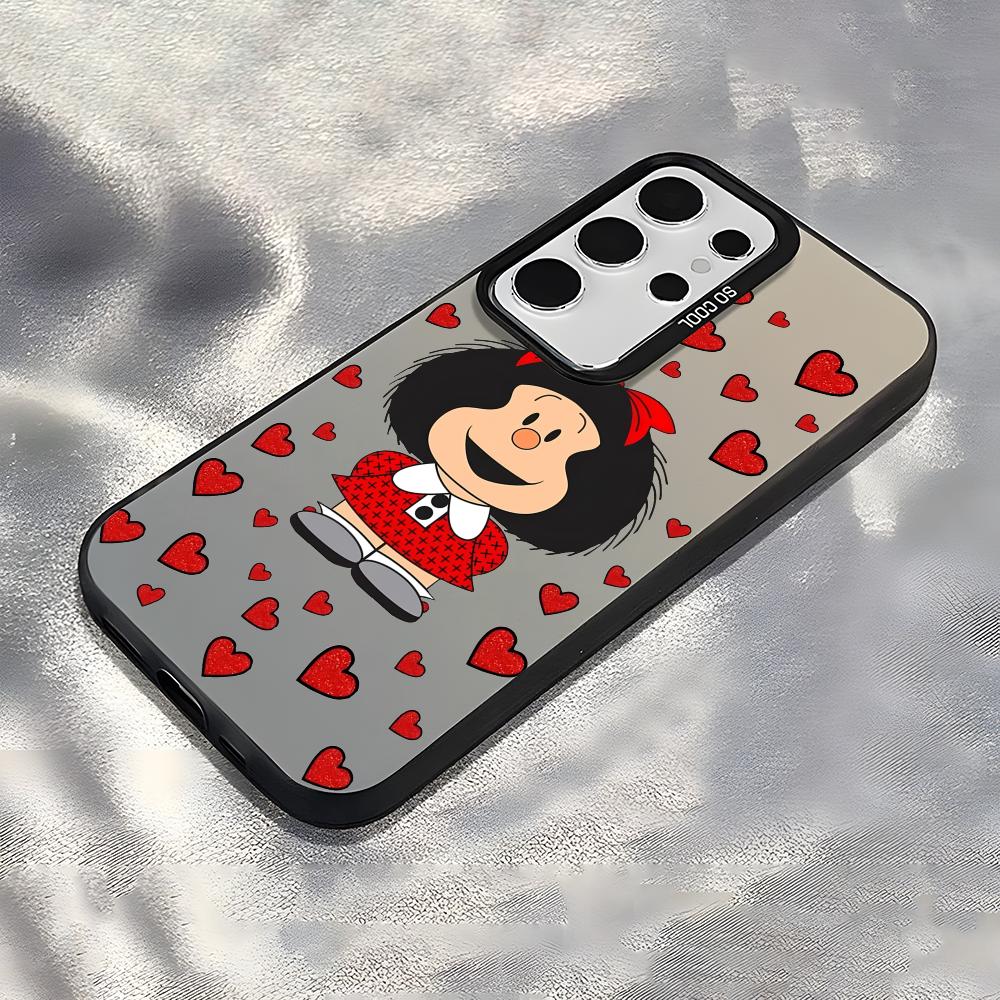 Cartoon Cute M-Mafalda Phone Case For Samsung Galaxy S25 Edge S24 S23 S22 S21 S20 Ultra Funda Silicone Silver Cover