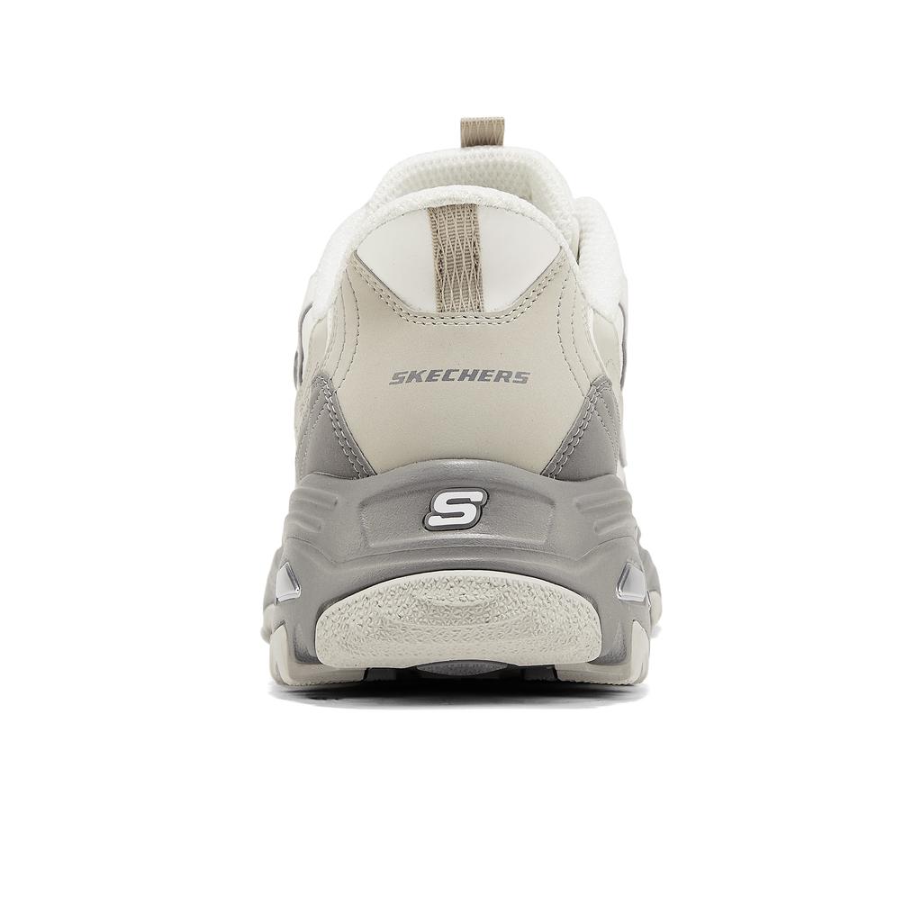 Skechers DLites Mesh Synthetic Leather Slip-Ons Thick Sole Comfortable Shock Absorbing Breathable Increased Height Low Top Dad Shoes 232668-GRY