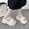 Fashion 8CM Heels Wedge Slides Sandals Women Casual Outdoor Slippers Female Summer Non Slip Beach Slippers Walking Chunky Shoes Woman