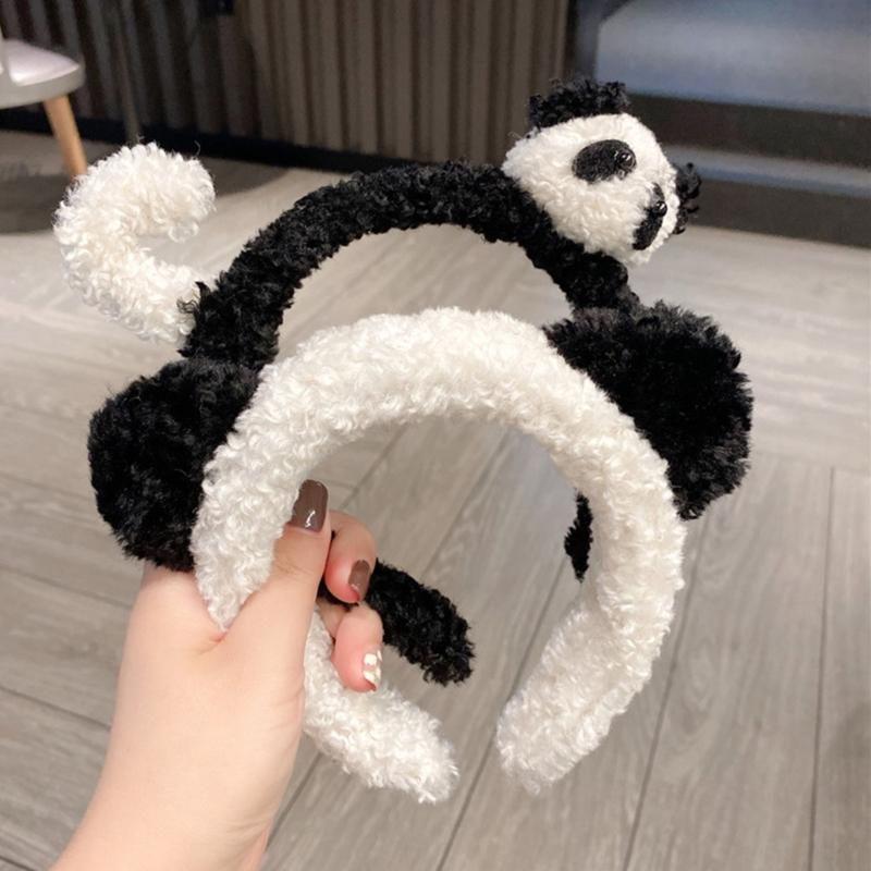 Plüsch-Panda-Form Haarspange/Haargummi/Stirnband Weihnachten Karneval Haargummi für Damen Teenager beim Fotografieren Rutschfest