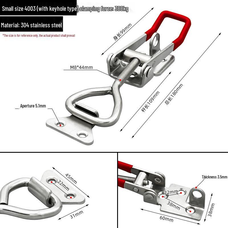 Adjustable 304 Stainless Steel Door Bolt Latch Toggle Fixture