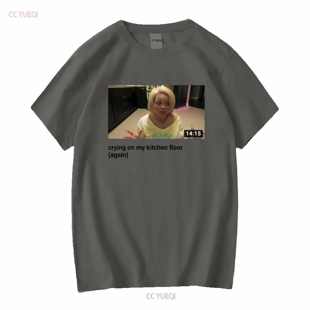White T shirt iconic Trisha pastas YouTube video crying on kitchen floor long or short sleeves vintage Washed homme Unisex soft