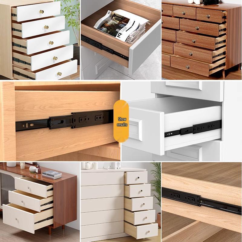 Verdickte Edelstahl-Schubladenschiene mit geräuschlosen Kugellagern - Drei-teilige Puffer-Führungsschiene