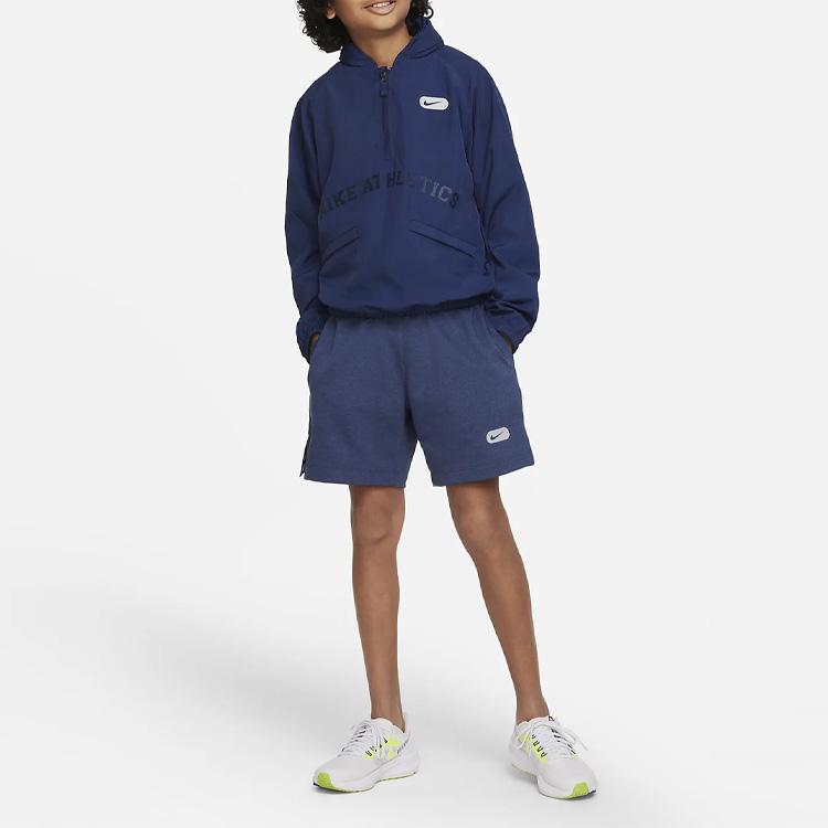 Nike Kids Athletics Repel Letter Pattern Half-Zip Stand Collar Pullover Sweatshirt Kids Sweatshirt Navy-Blue DX5365-410