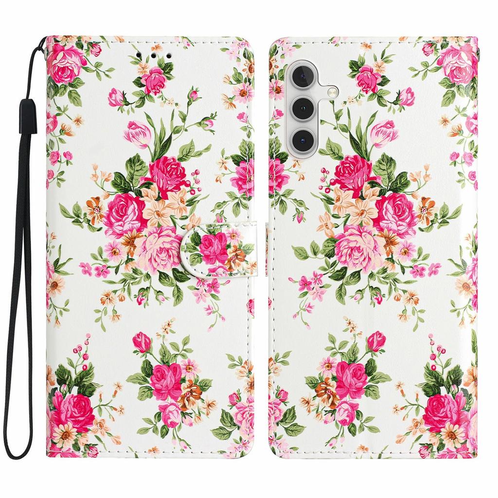 For Samsung Galaxy S25 Wallet Case PU Leather Pattern Printing Stand Phone Cover with Strap
