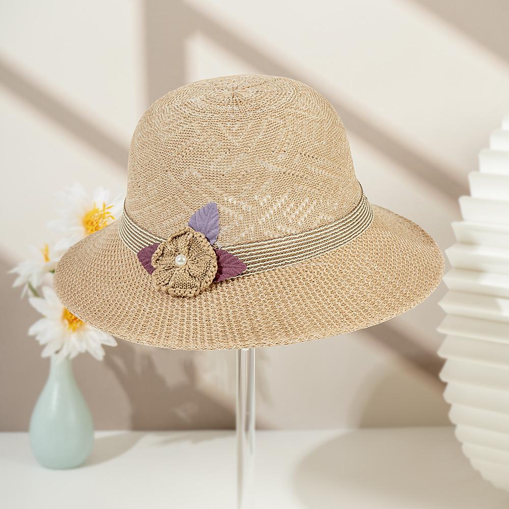 Straw hat women's outdoor travel sunscreen hat bucket hat basin hat elegant versatile women's sun hat breathable adult