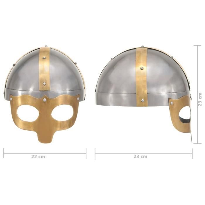 VidaXL Casque de viking de réplique antique pour GN Argenté Acier