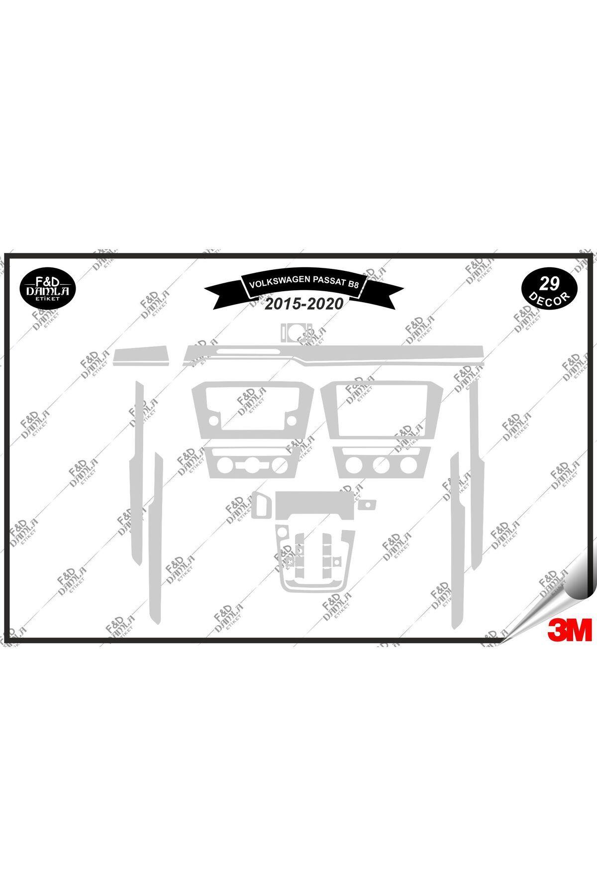 

Volkswagen Passat B8 2015-2020 Torpido Konsol Trim Göğüs Maun Kaplama Set 29 Parça Gümüş