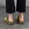 Johnature Retro Genuine Leather Outdoor Women's Slippers Versatile Cowhide Soft Soled Slip-on Shoes