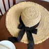 Flower Rose Decoration Raffia Straw Hat for Women Summer Large Brim Sun Hat Seaside Atmosphere Elegant Wedding Hat