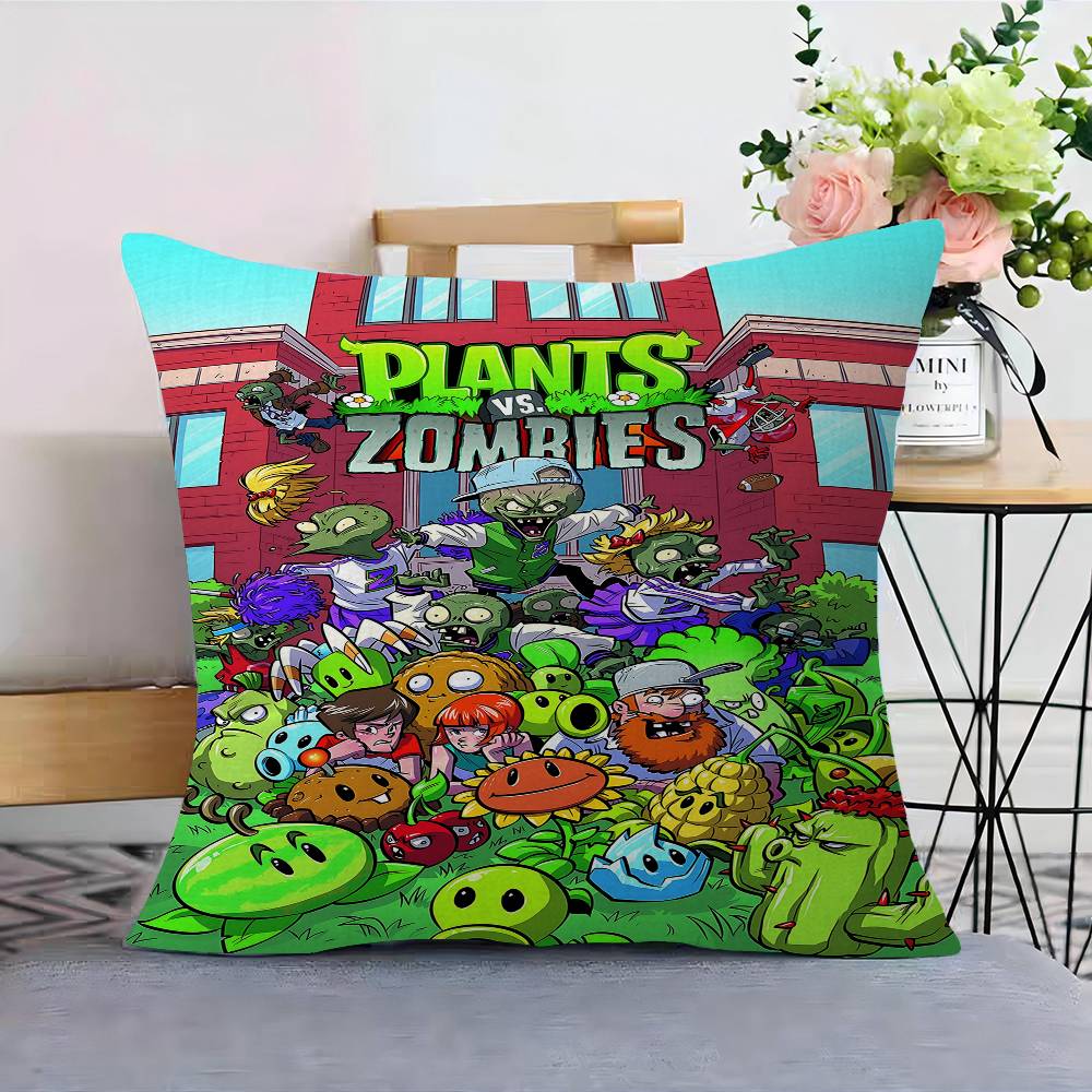 Classic Game P-Plants Vs Z-Zombies Lucky Dragon Pillow Cover Sofa Cushion Cover Home Room Decoration Children Gift
