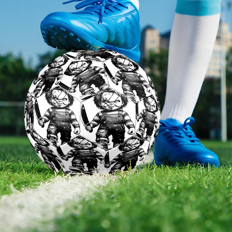 Bride of Chucky Print Size 5 Soccer Ball, PU Wear Resistant Football for Match Training and Daily Practice, Birthday Gift for Soccer Fans