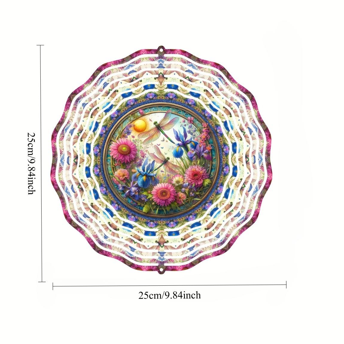 

Vintage Floral Dragonfly Wind Spinner 3D Metal Sculpture Kinetic Art for Indoor Outdoor Decoration Weather Resistant Garden Patio Decor Gift 01A