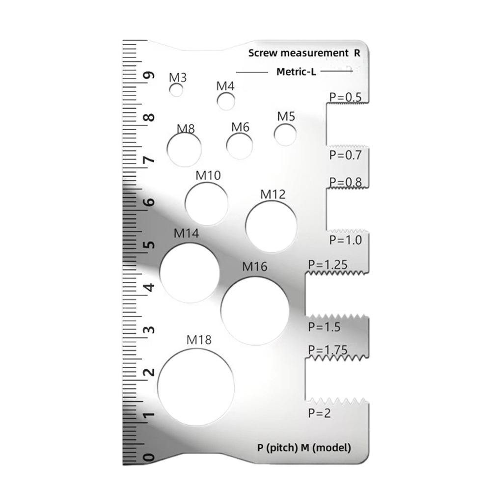 

304 Stainless Steel Screw Measurement Ruler Space Saving Gauge Ruler Measurement Tool Industry Use