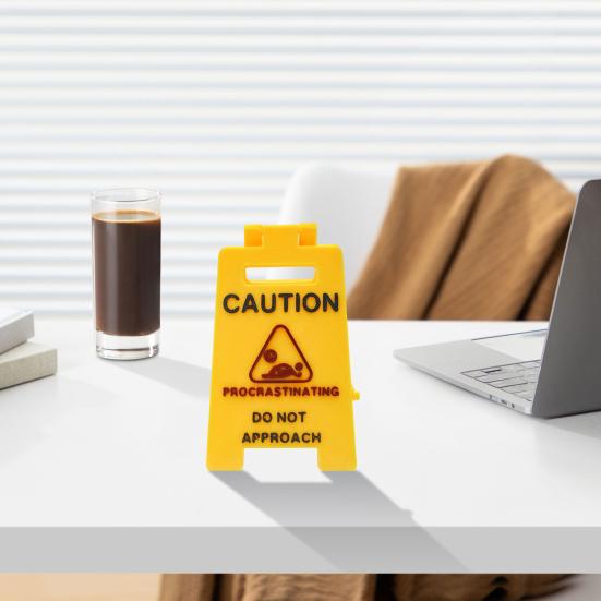 Mini Desk Caution Sign Overworked Underpaid Procrastination Caution Sign Home Office Desk Warning Table Sign Decoration Ornament