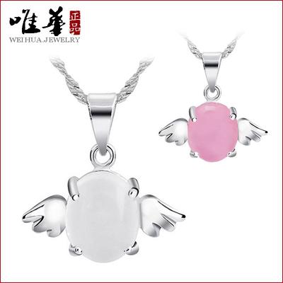 Weihua, Women'S Necklace, Women'S Silver-Plated Women'S Jewelry, Short Collarbone Chain, Angel Egg Opal Pendant.