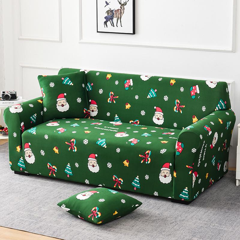Christmas Sofa Protective Covers Living Room Elastic Living Sofa Slipcover Stretch All-inclusive Dining Chair Slipcover Couch Cover 1/2/3/4 Seater