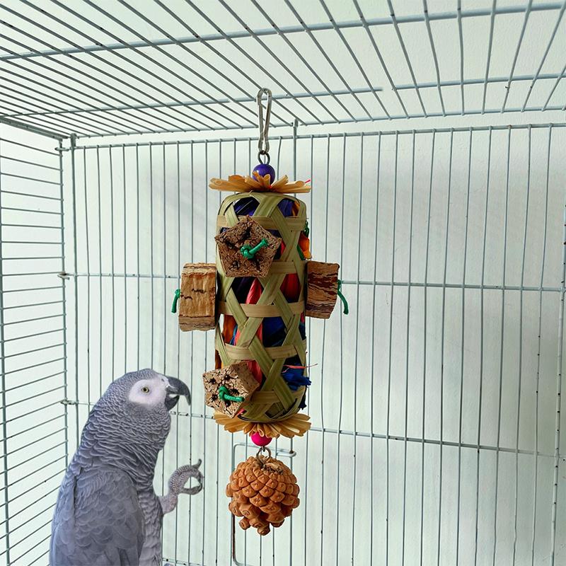 

1Pcs Colorful Husk Parrot Toy For Mental Play Training Indoor Finches Lovebirds African Grey Bird Toy Foraging Chew Pet Supplies 1PCS