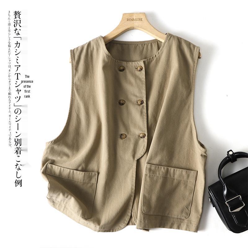

Spring 2026 Retro BF Style Double-Breasted Loose Batwing Vest XL