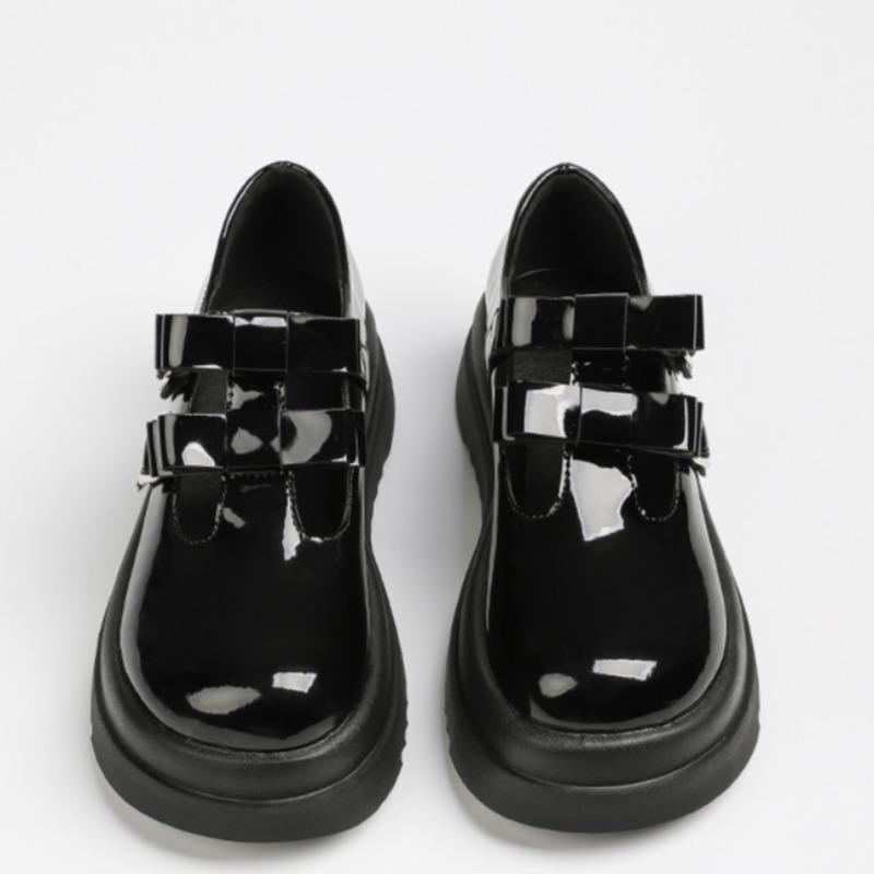 Platform Thick-soled Leather Shoes for Women New Style College Style Bowknot Cute Mary Jane Shoes Shallow Mouth Single Shoes