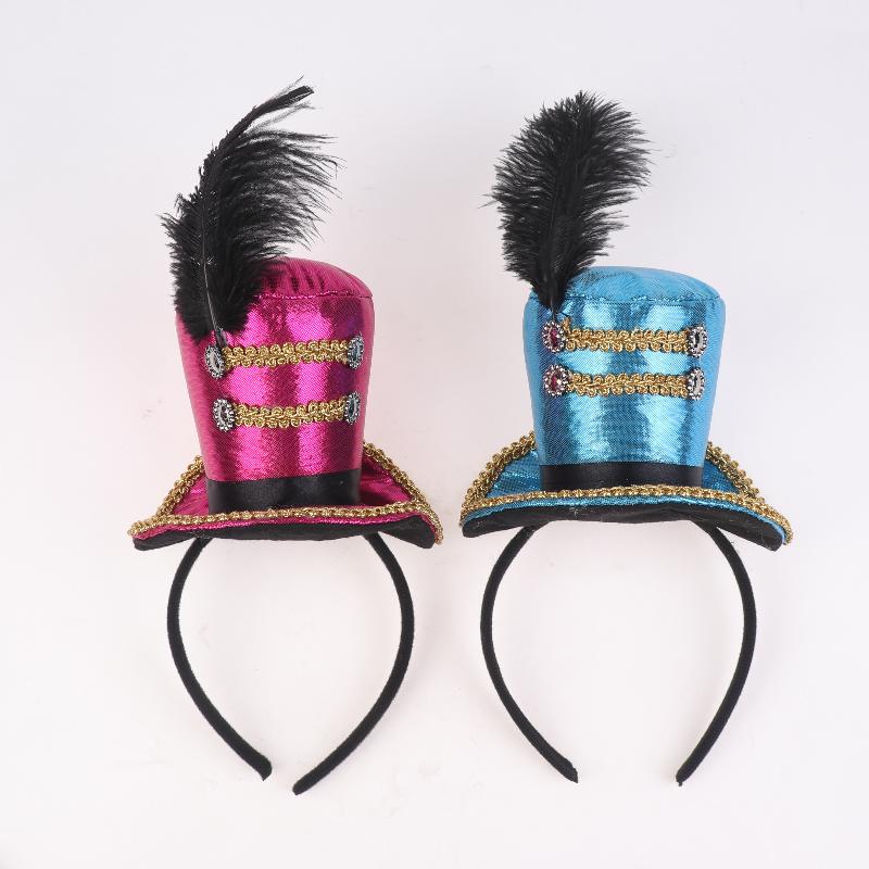 Mini Zylinder Federkappe Stirnband Zirkusdirektor Haarreif Cosplay Kostüm Haarreifen Kinder Erwachsene Haaraccessoires