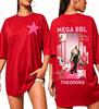 2026 New Loose Cotton Doublesided Printing Vertical Pink Gradient Collage On The Back Female Portrait Bold Square Text Tshirt