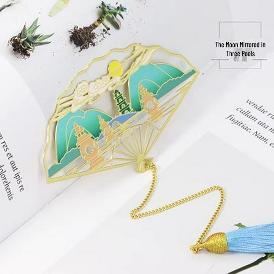 Ruihe Rose Gold Tassel Folding Fan Bookmark with Gift Box for Teachers